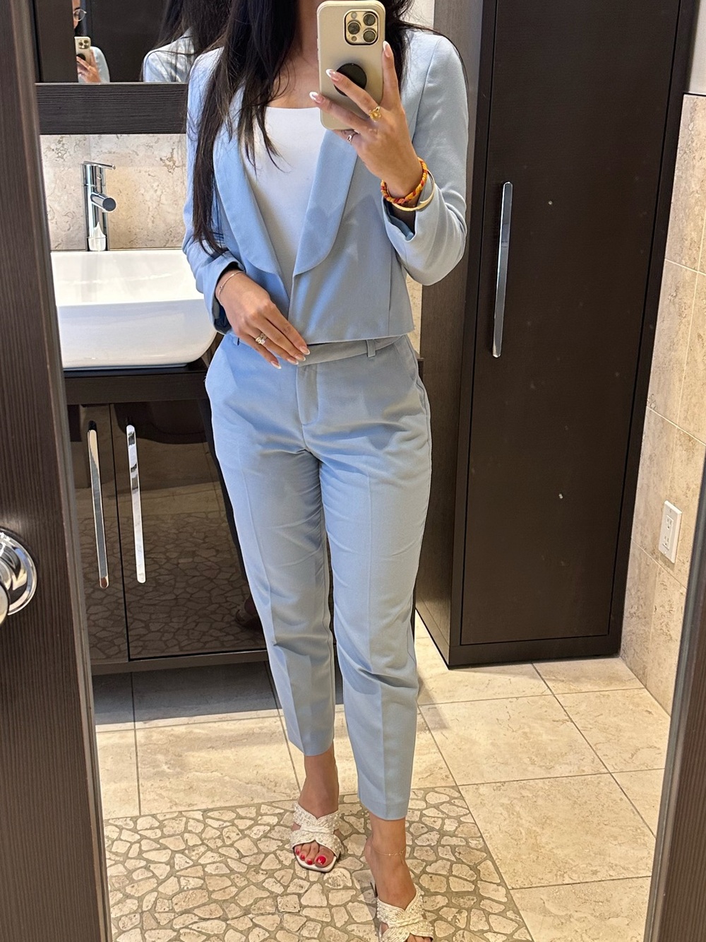 ASOS Light Blue Cropped Blazer & Tapered Trousers